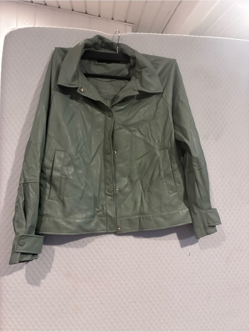 Marc New York Olive Green Faux Leather Snap-Front Jacket